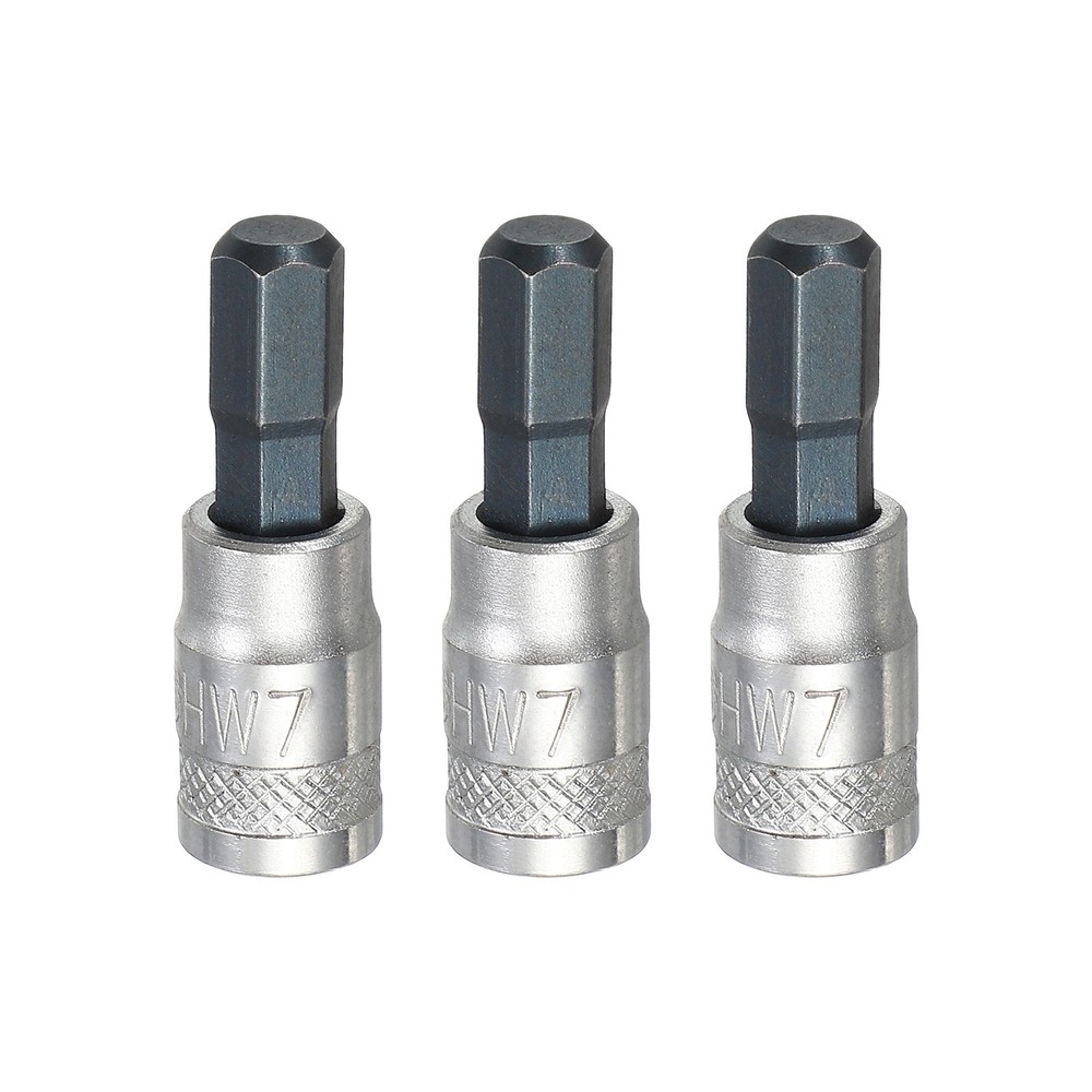3Pcs Hex Bit Socket H7 1/4" Drive 1.5" Length S2 Steel Bit CR-V Socket