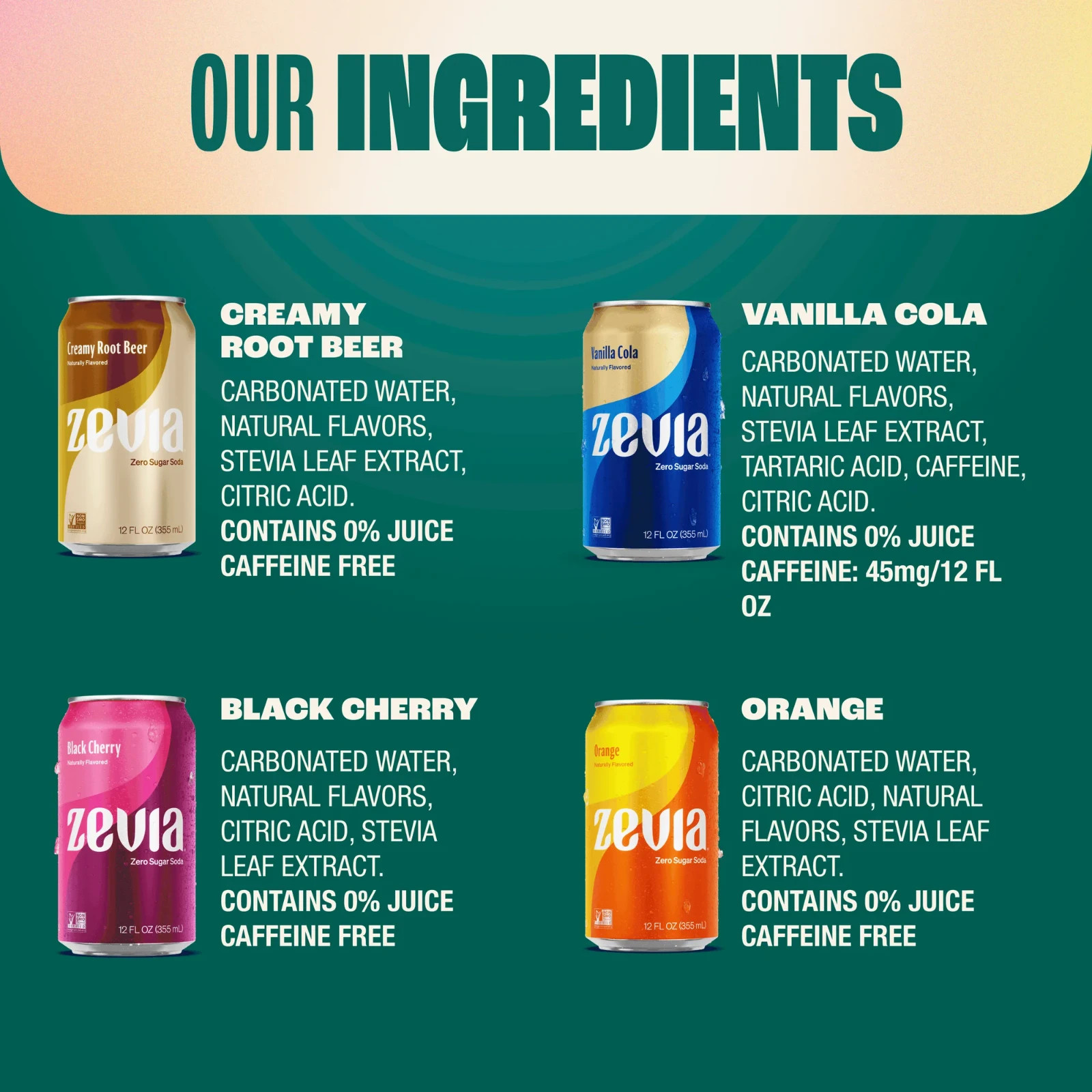 Zevia Zero Sugar Variety Soda, 0 Calories, 12 fl oz Cans (8-Pack)