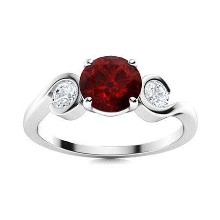 6mm Round Shape Garnet Ring 925 Sterling Silver Three Stone Engagement Gift