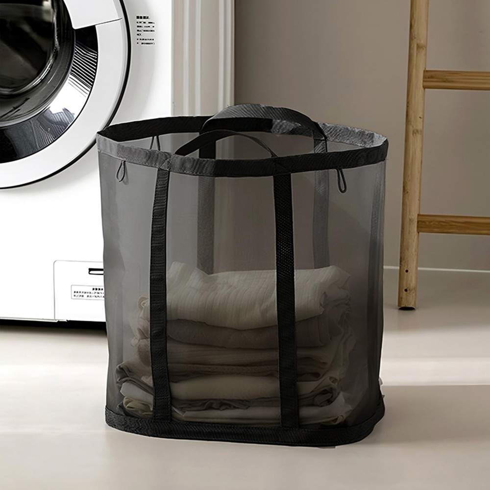 Mesh Bag with Handles, Collapsible Laundry Basket, Foldable Laundry Bag, Brea...