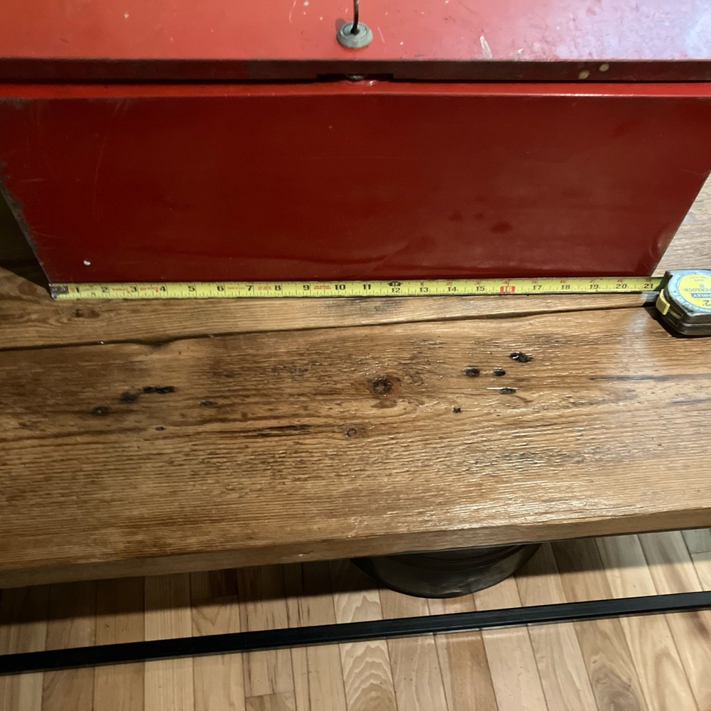 Red Metal Vintage Locking Tool Box With Key