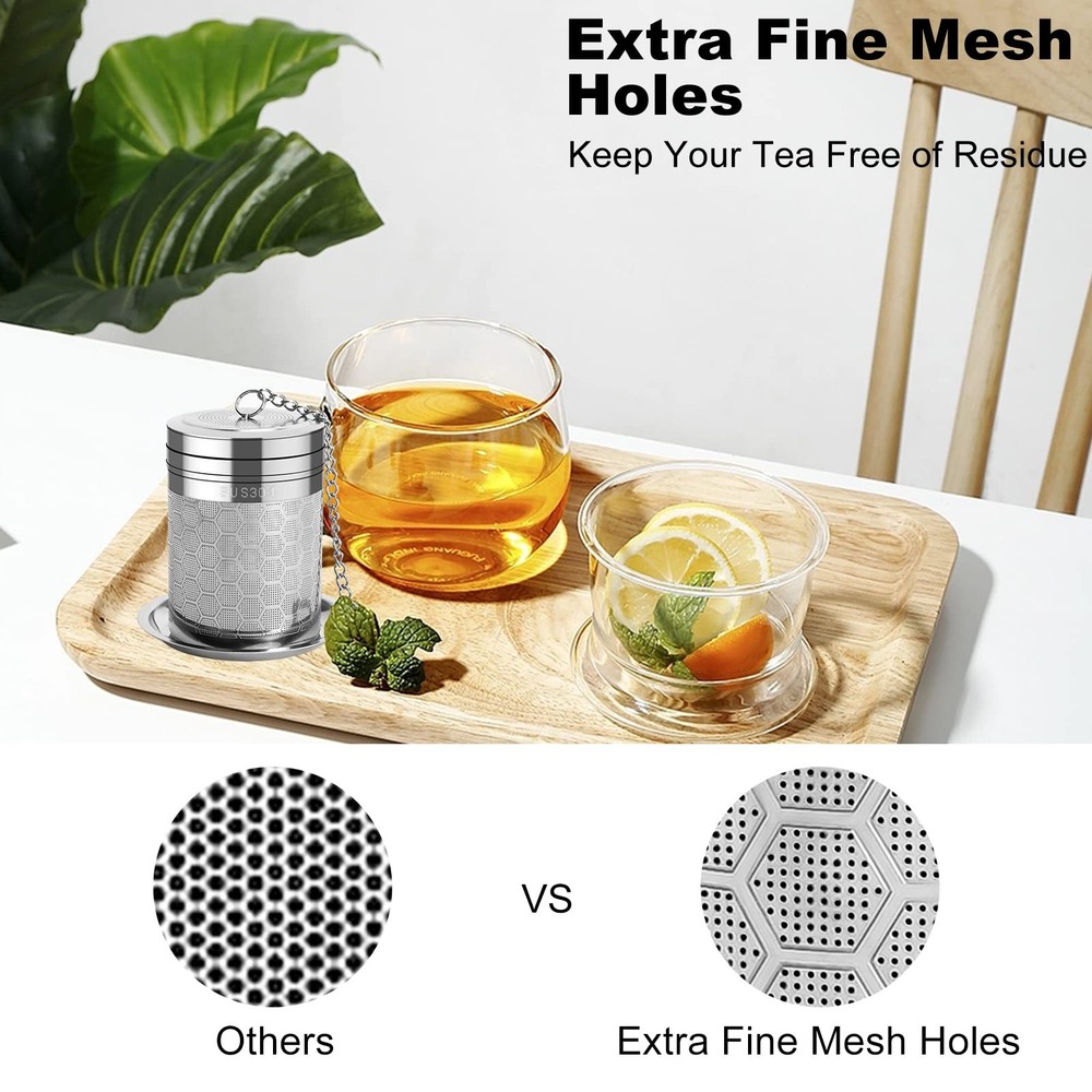 Large Tea Infusers for Loose Tea, Extra Fine Mesh Large Tea Strainer for Spic...