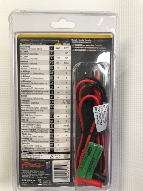 Klein Tools MM300 Digital Multimeter 600V