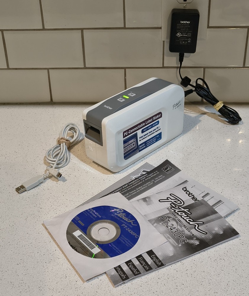 Brother PT-2430PC PC-Connectable Label Maker + Auto Cutter w/ Manual, Power, ++