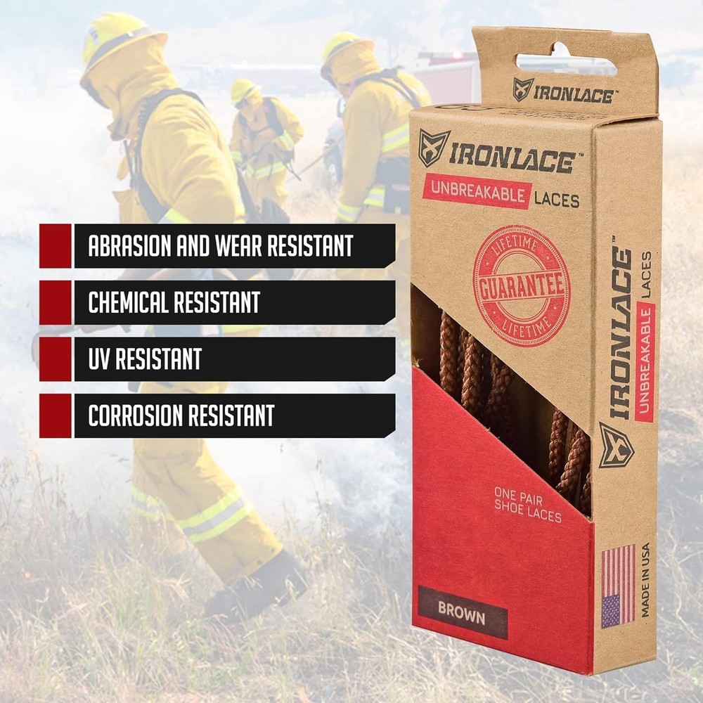 IRONLACE Unbreakable round Bootlaces - Indestructible, Waterproof & Fire