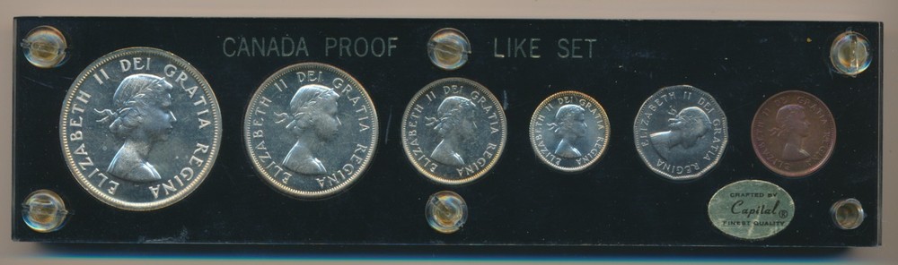Canada Proof Like Sets 1957 in Lucite Holder