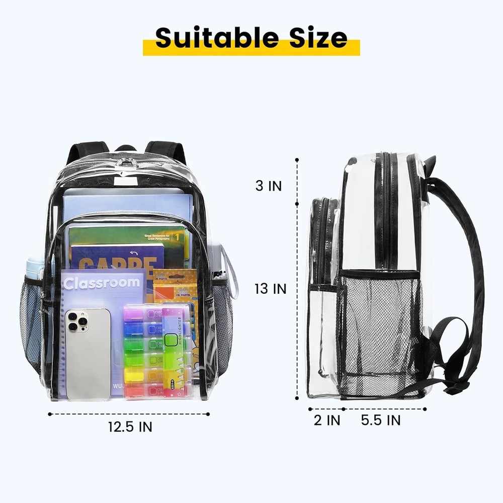 Vorspack Clear Backpack Heavy Duty - Backpacks for School Black