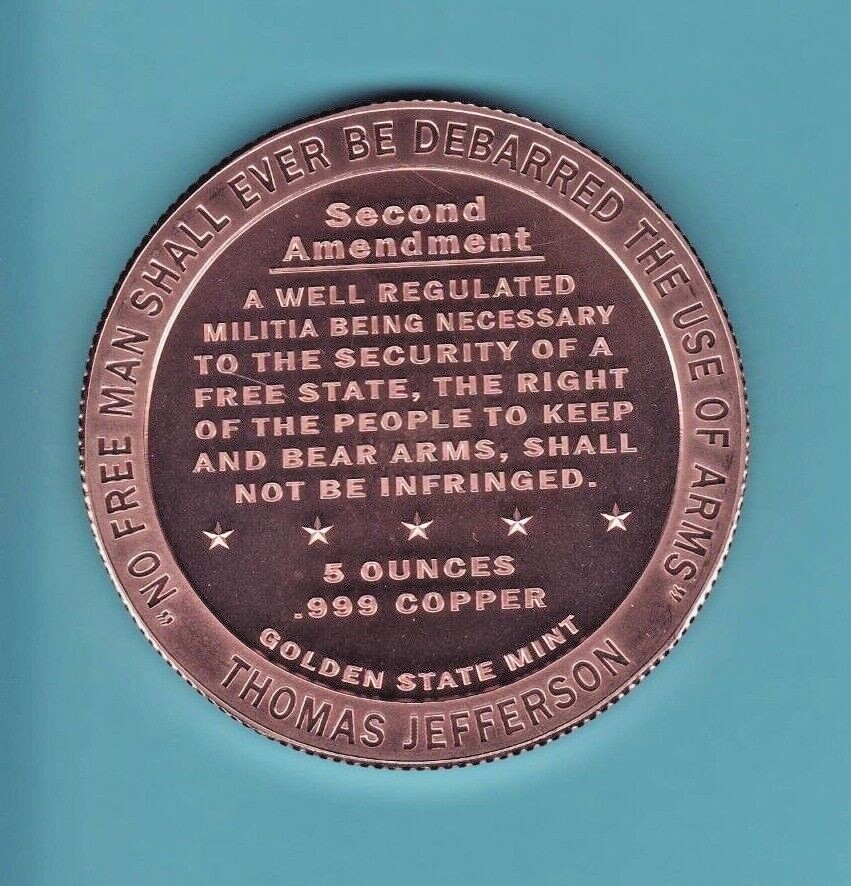 5 oz. 2ND AMENDMENT Copper Round Coin in CAPSULE