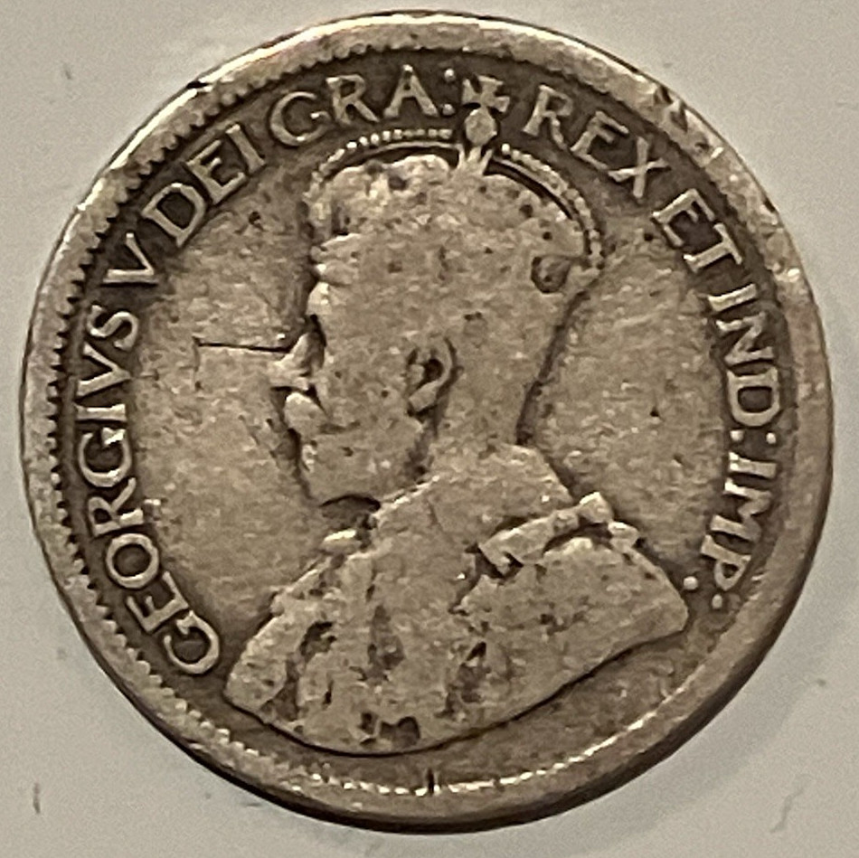 1914 George V Canada Silver 10 Cent Piece.