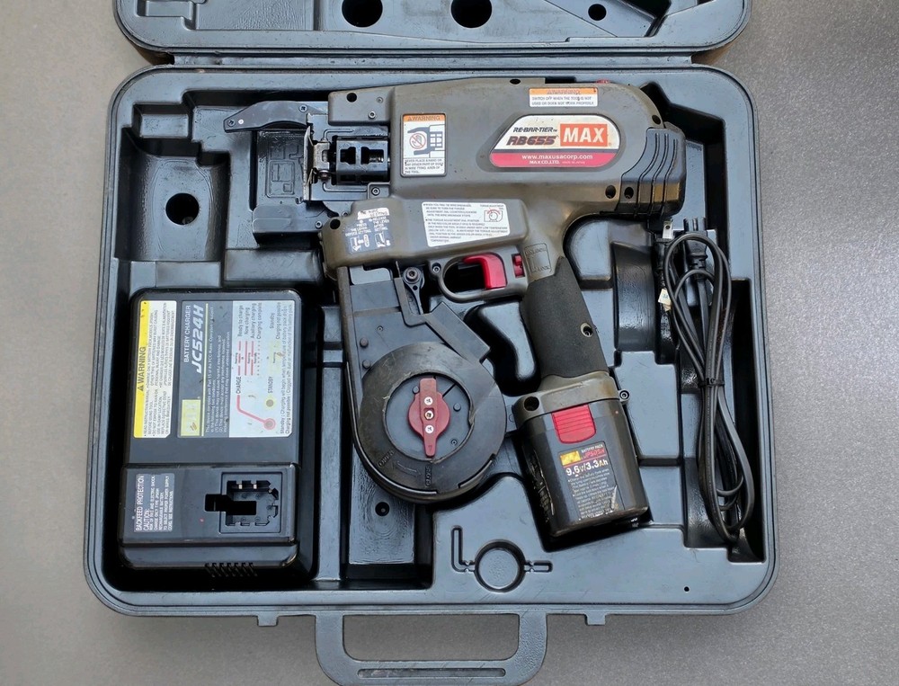 MAX RB655 Rebar Tier with Battery Charger & Case Good Working