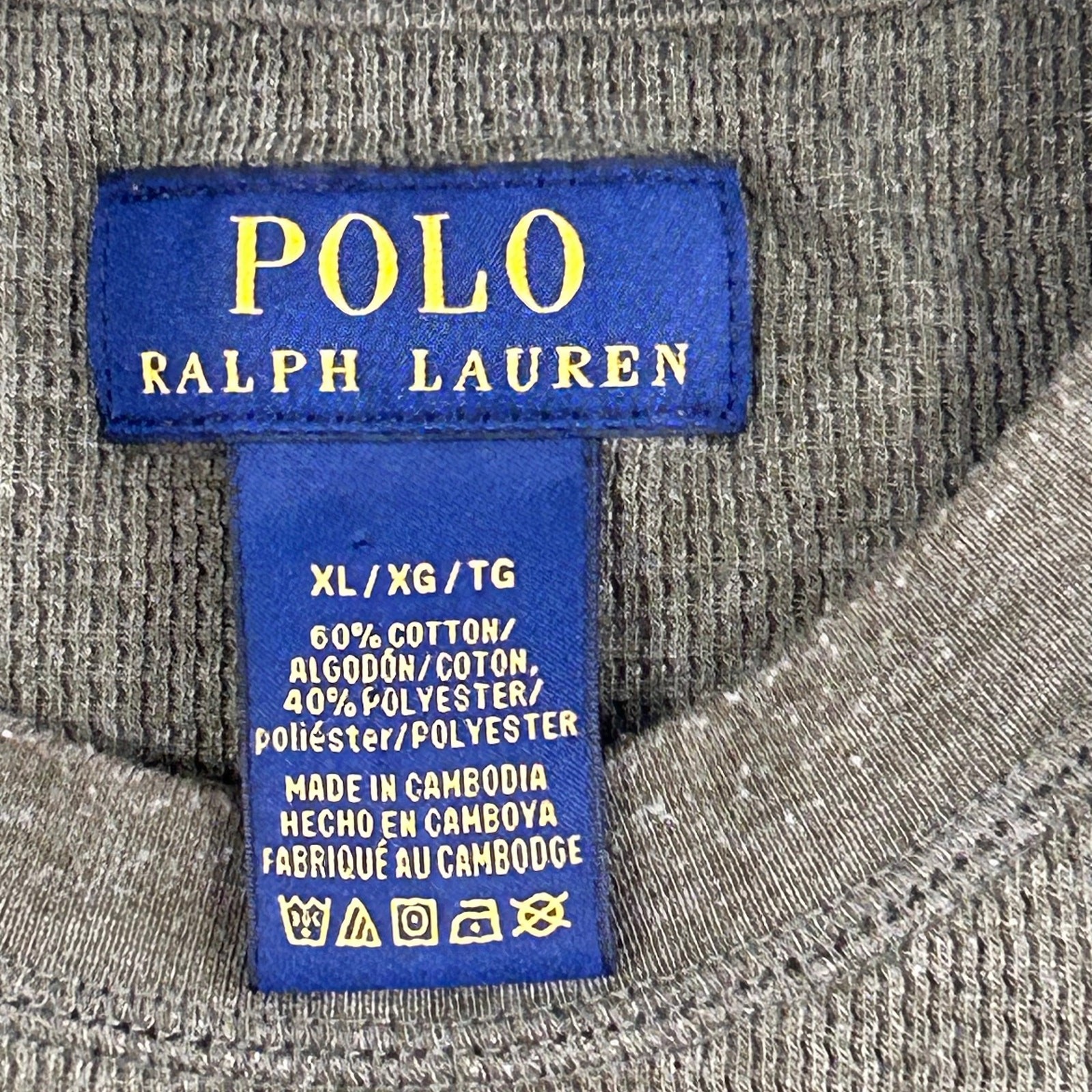 Polo Mens XL Thermal Shirt Ralph Lauren Olive Waffle Knit LS Cotton Blend