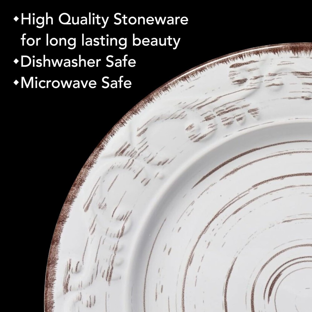 16-Piece Stoneware Microwave & Dishwasher Safe Dinnerware Set Service for 4 US