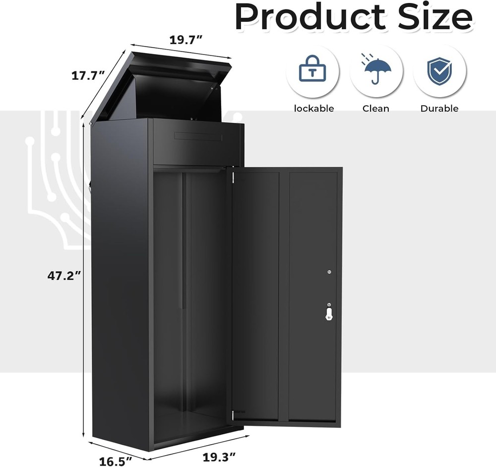 Package Delivery Box for Outside,Lockable Anti-Theft Parcel Drop Box w/Mailbox
