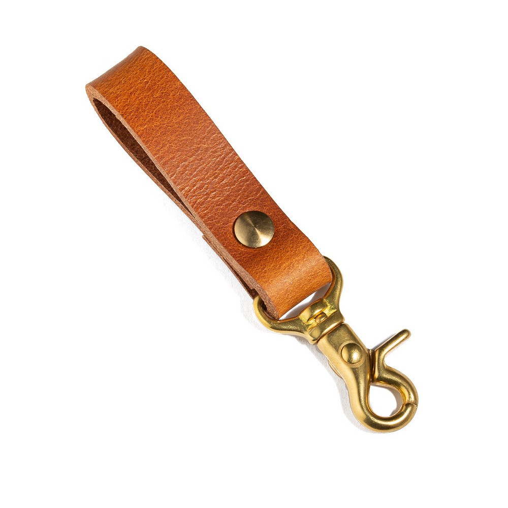 Leather Belt Loop Key Holder Keychain Brass Clasp Hook Swivel Snap