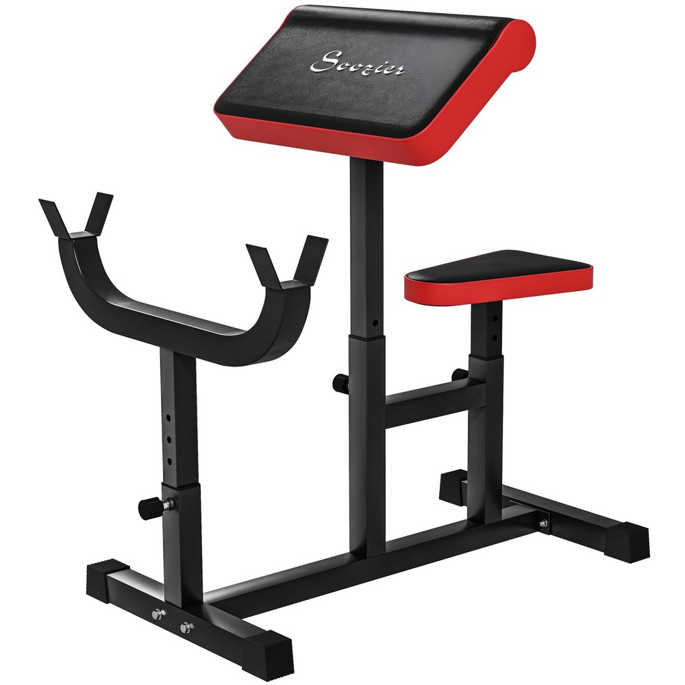 Preacher Curl Bench 265 LBS Adjustable Bicep Tricep Arm Workout Station Black