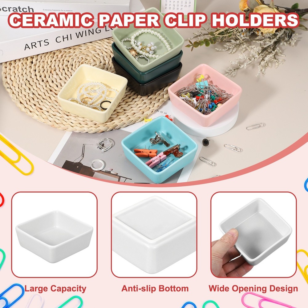 Square Paper Clip Holders, White