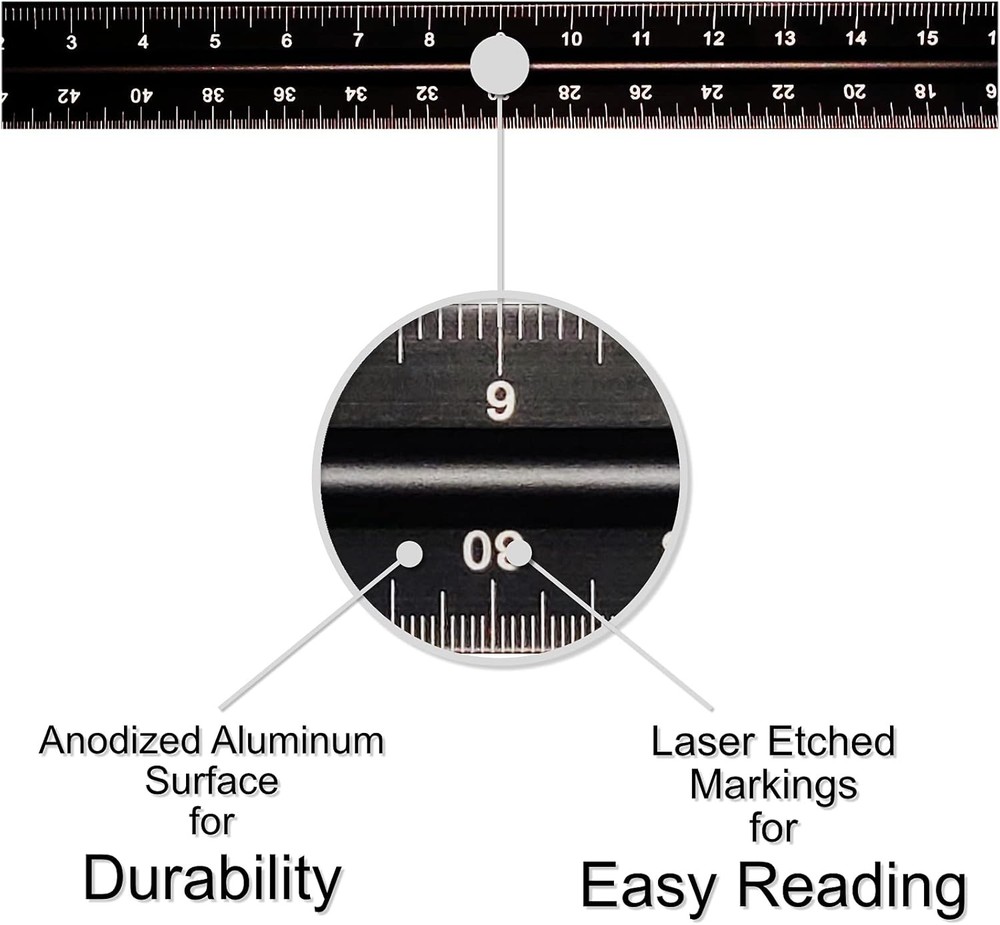 12 Inch Triangular Engineer Scale Ruler, Anodized Solid Aluminum Core with Laser
