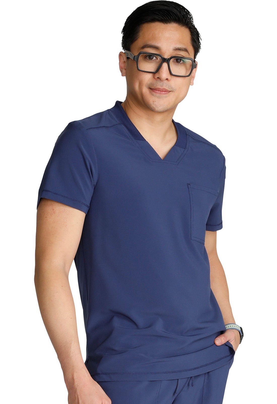 Cherokee Scrubs Men's V-Neck Top CK824A NAV Navy Free Shipping