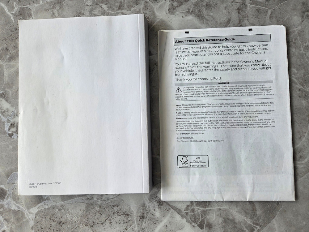FORD KUGA HANDBOOK / OWNERS MANUAL 430 PAGES & QUICK REFERENCE GUIDE 2017 2020