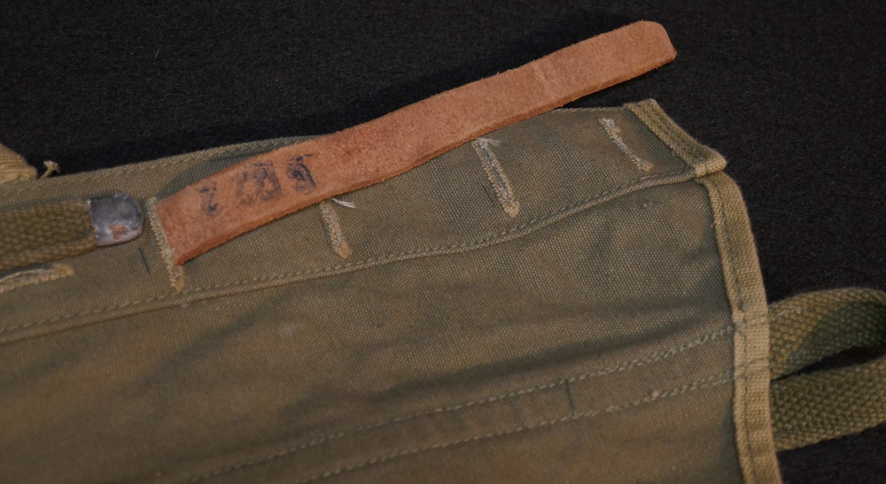 WW2 US M1923 Haversack Field Pack Bottom Roll 'B B Co 1944', Two-Tone & Leather