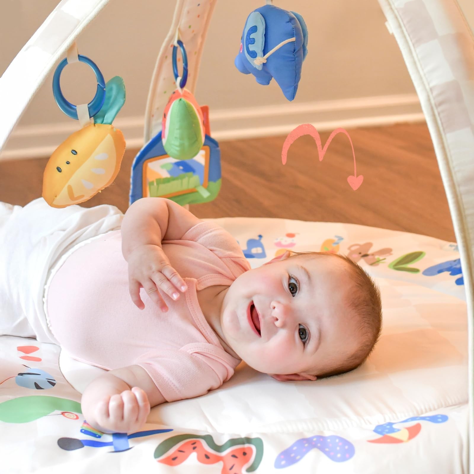 Baby Play Gym & Activity Mat with Light-up Musical Arch, Washable Tummy Time ...
