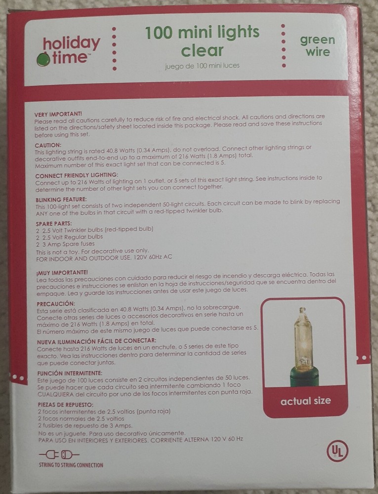 NIB Holiday Time 100 Clear Mini Light Set