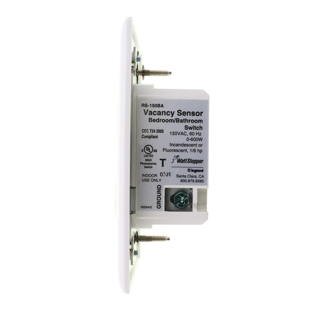 WATTSTOPPER RS-150BA-W-CS VACANCY SENSOR WALL SWITCH, 120V, 600W, WHITE