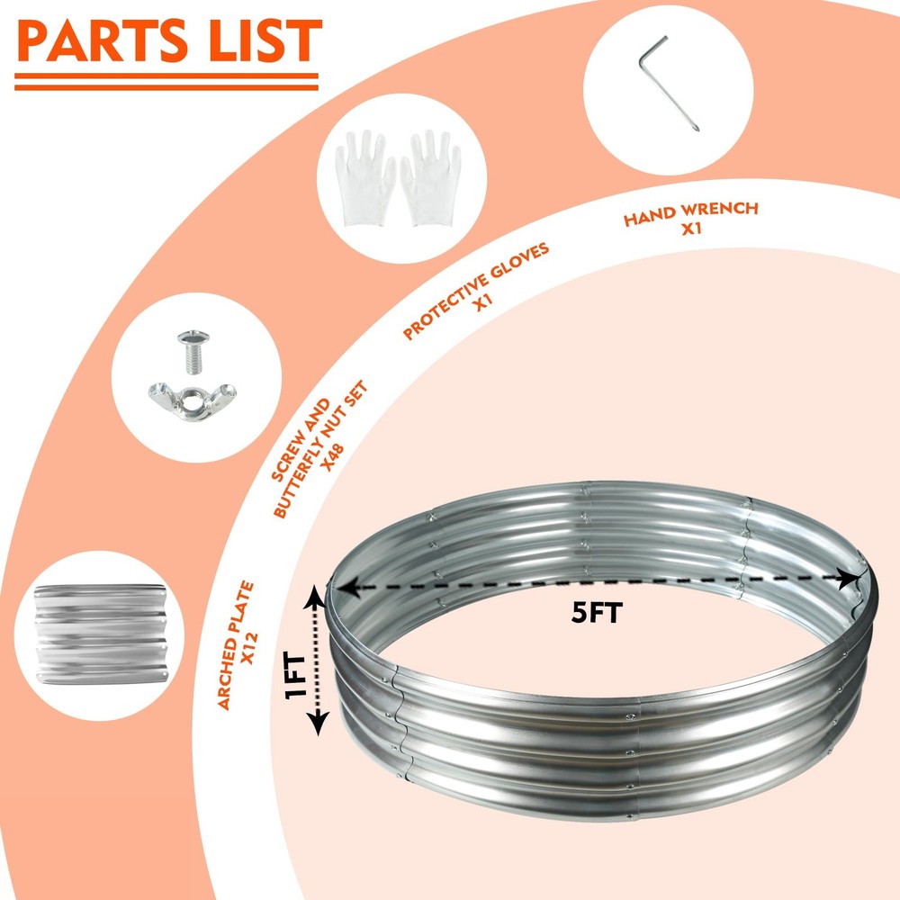 YSEJOMP 60 Inch Diameter Round Galvanized 5 FT Diameter+1 Tall, Silver