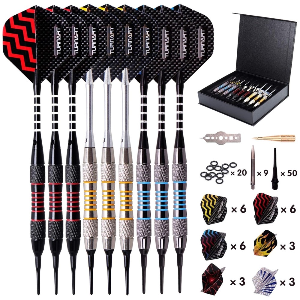 Soft Tip Darts Set - Professional 9 Pcs 18g with Accessories