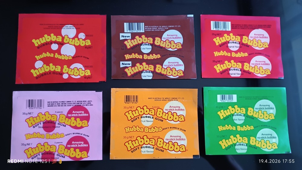HUBBA BUBBA  6pcs. bubble gum wrappers