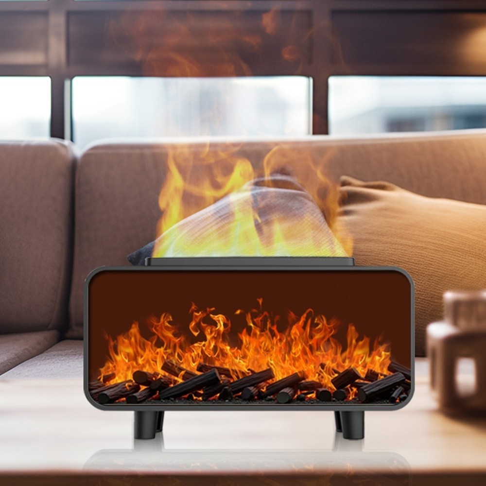 Humidifier and Essential Oil Diffuser with Fireplace Flame Effect and Color LED