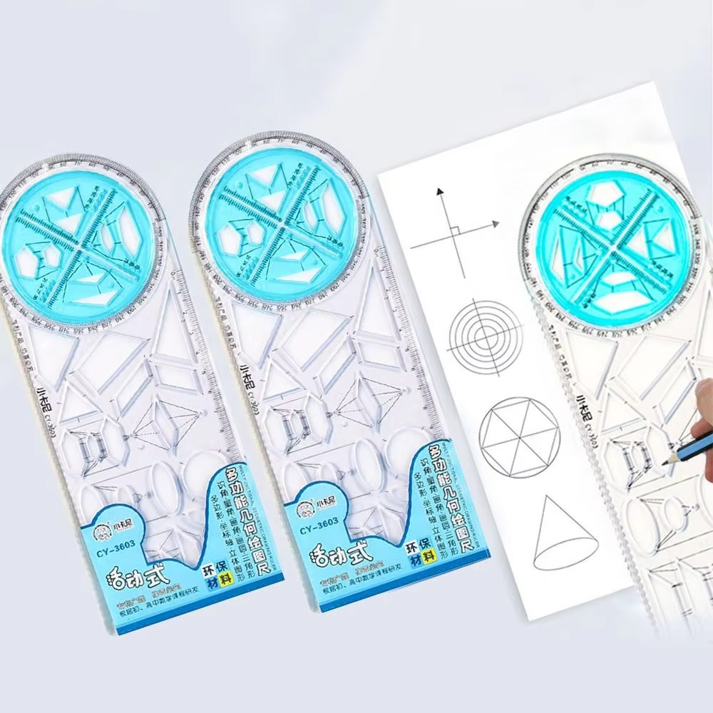 Rotary Multi-Function Geometry Ruler & Protractor | Precision Math Drawing Tool