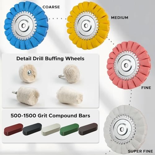 13PCS 8" S-Shape Buffing Wheel Kit, 16-Layer Polishing Wheels & Compounds for Tr