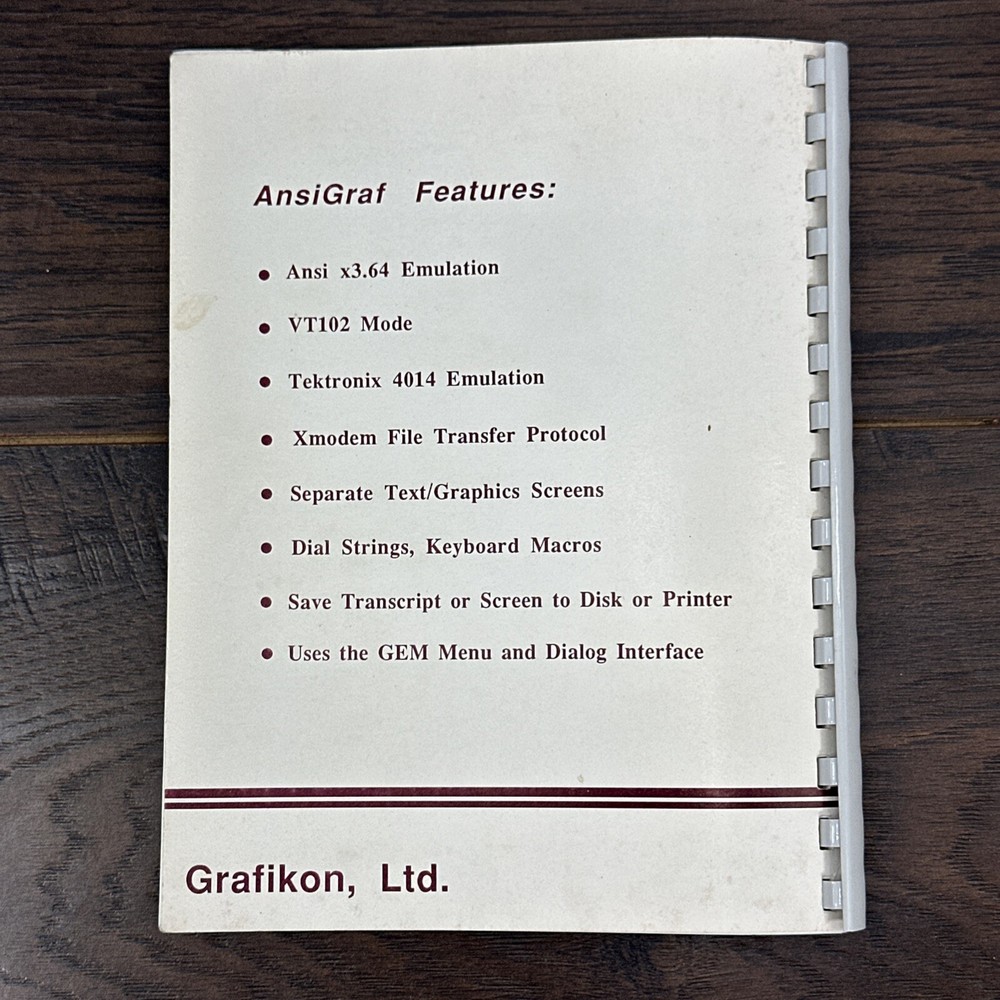 Atari ST Ansigraf Telecommunications Manual 1986