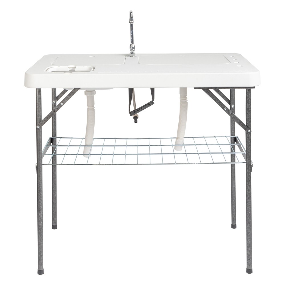HDPE Rectangular With Barbed Wire Foldable Outdoor Fish Killing Table White
