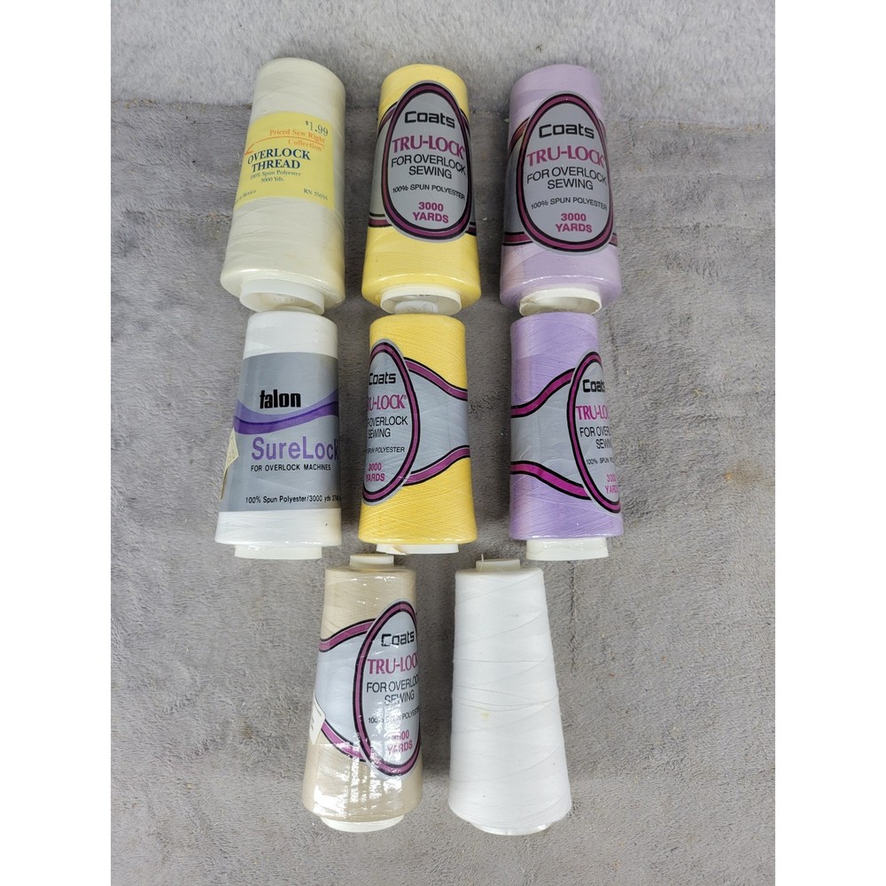 8 Cones Coats Talon Overlock Serger Thread 3000 Yds Each Spun Polyester Multi