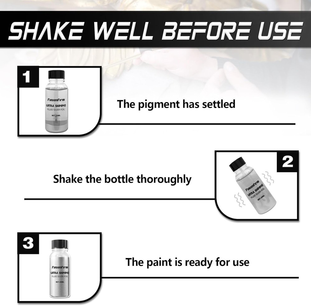 Liquid Silver Leaf Paint Kit - Alcohol-Based Quick Dry Ultra Shiny Metallic