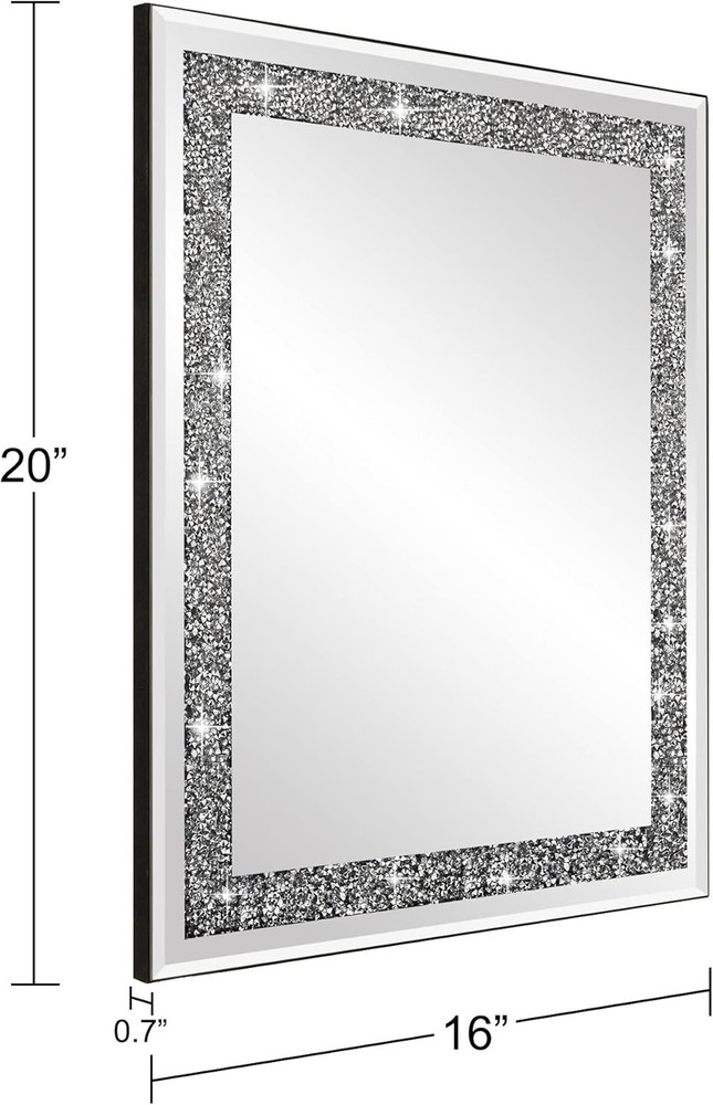 16" x 20" Crystal Crush Diamond Rectangular Wall Mirror Bathroom Entryway