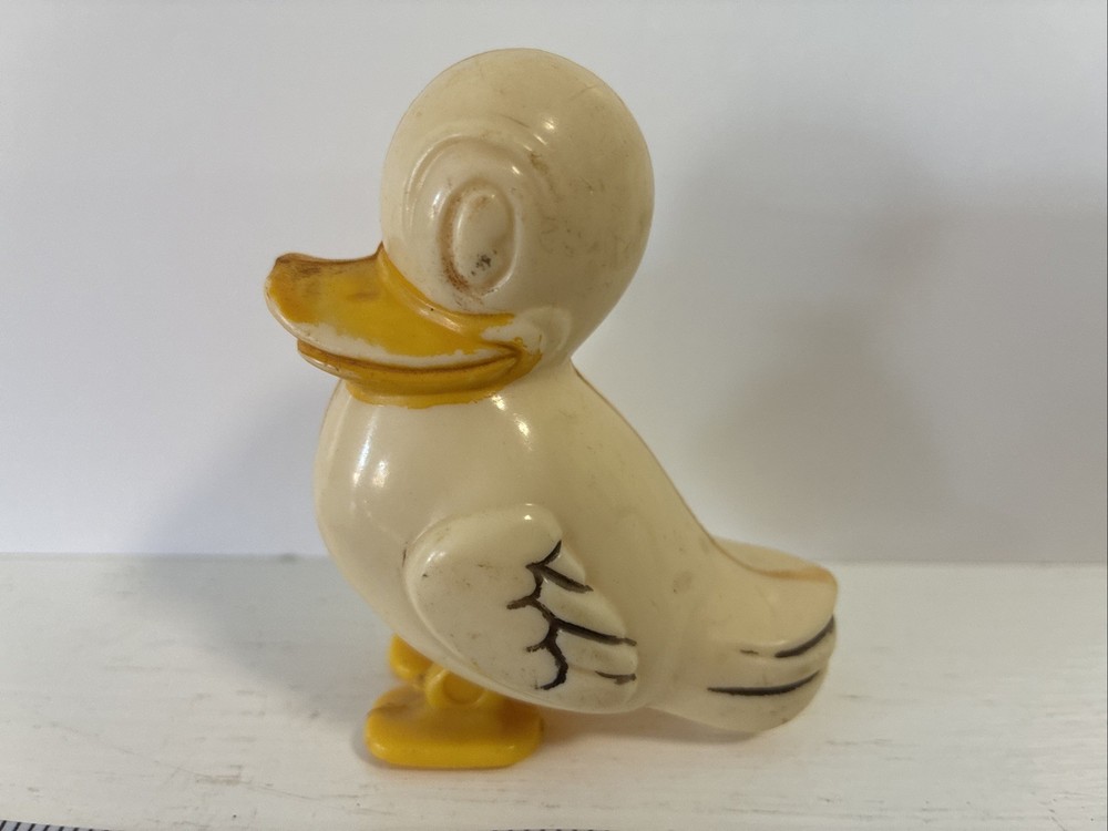 Antique Plastic Self Gravity Walking And Pull Toy Duck 1950's