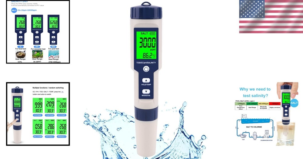 PH & Salinity Meter for Pool Saltwater & Aquariums