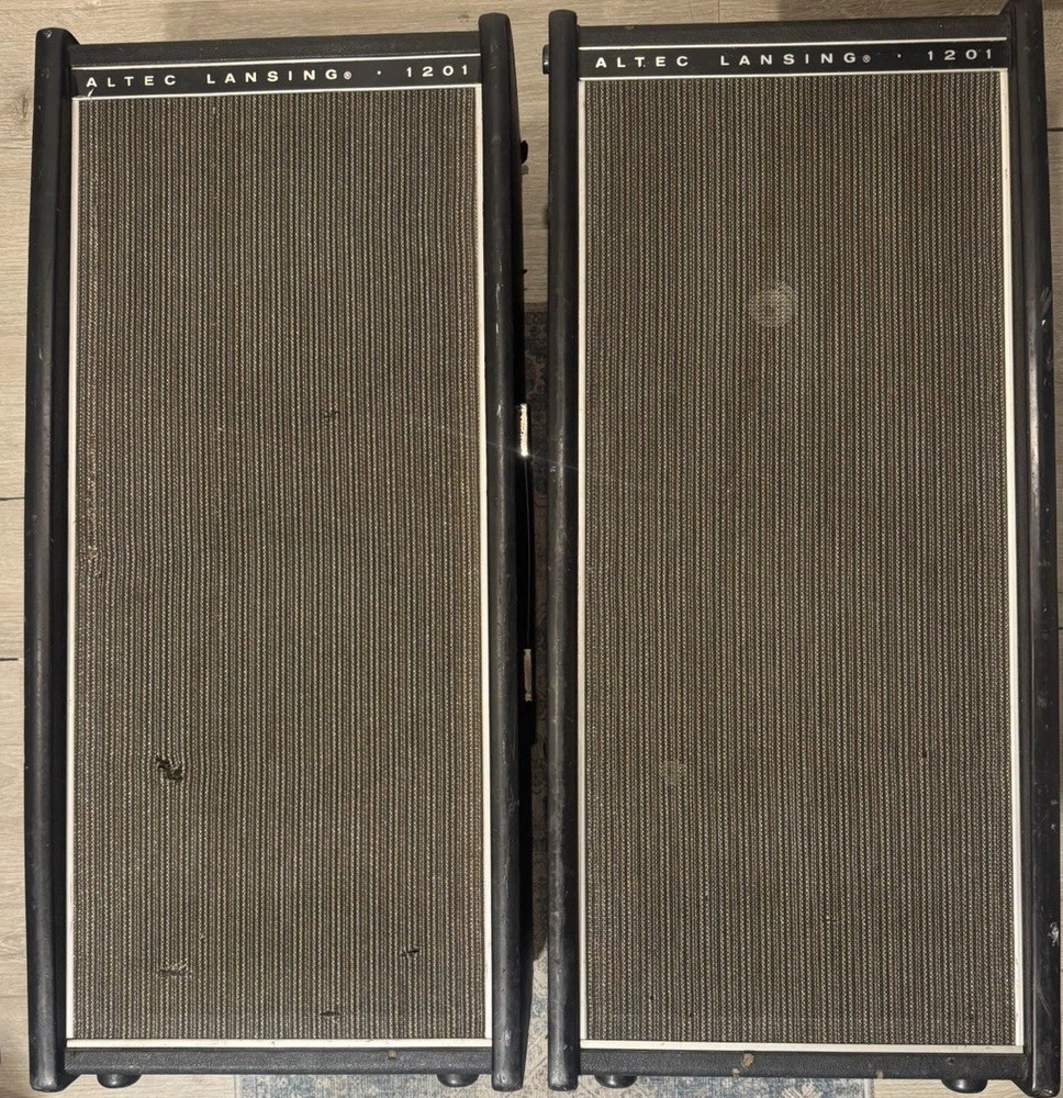 Pair VTG Altec Lansing 1201B Column Speakers Tested Working READ EVERYTHING