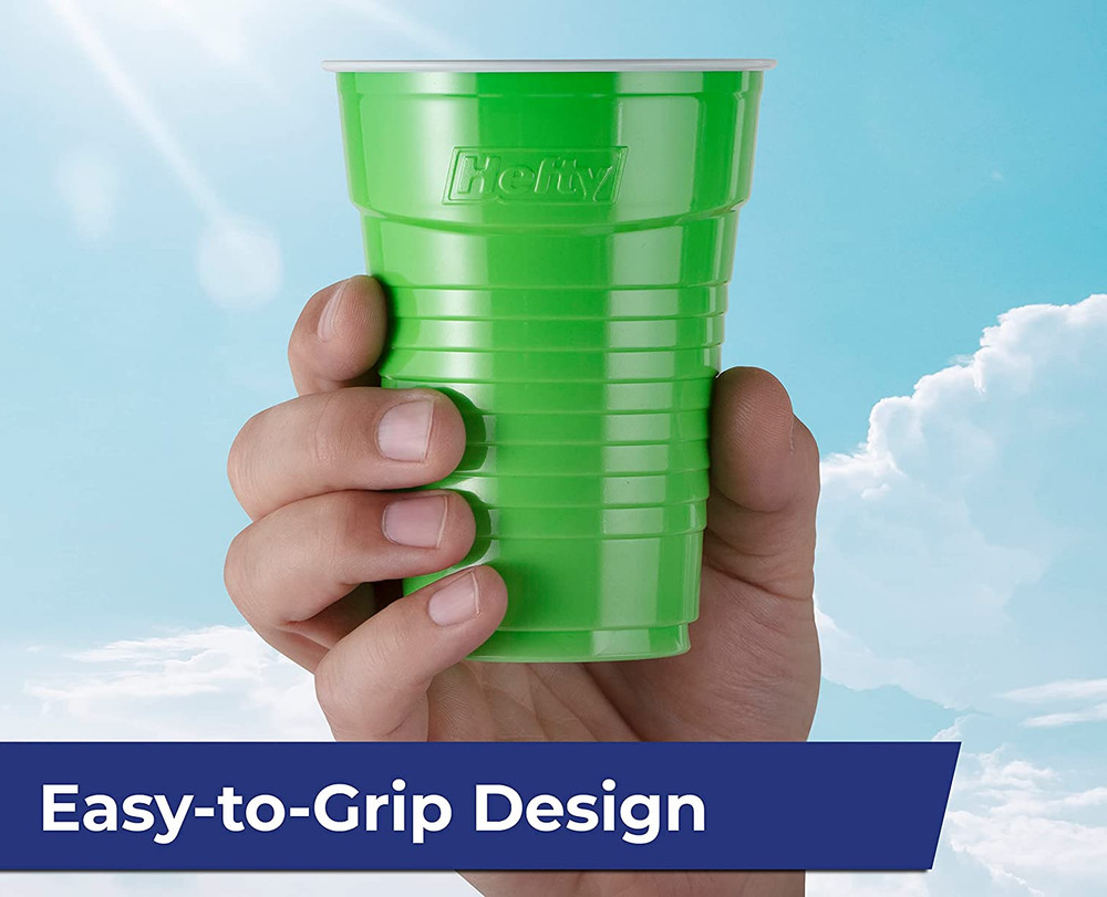 Party on Disposable Plastic Cups, Assorted, 16 Ounce, 100 Count