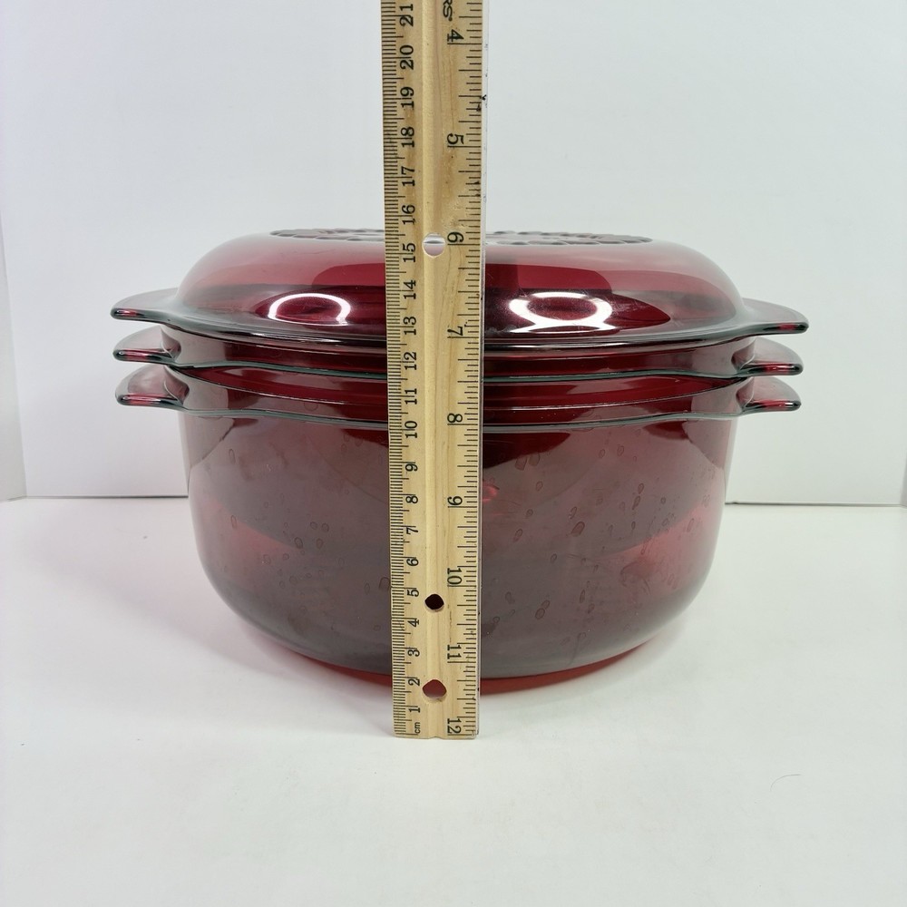 4 pc Tupperware Microwave Stack Cooker/Steamer Cranberry USA VTG *READ*