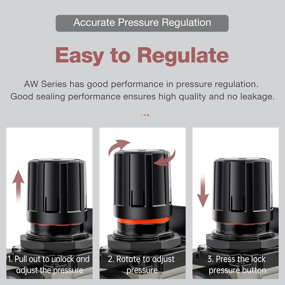 Semi-auto Drain Air Filter Regulator, 5 Micron Brass Filter
