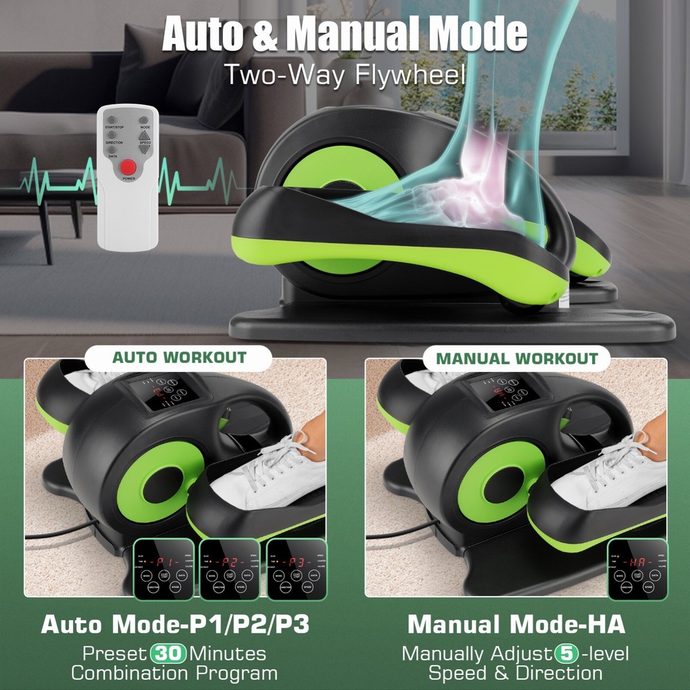 Under Desk Elliptical Pedal Exerciser Seated Elliptical Machine w/Remote & LCD👍