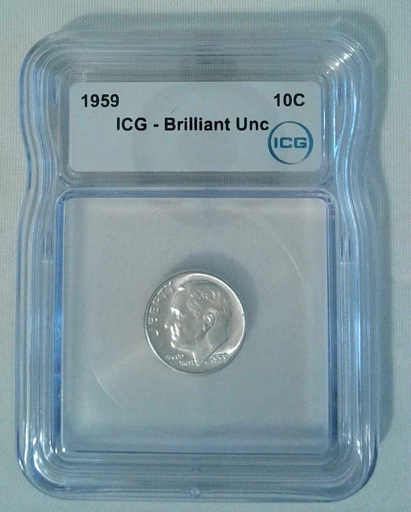 1959 10 cent ICG Brilliant Uncirculated - 90% Silver