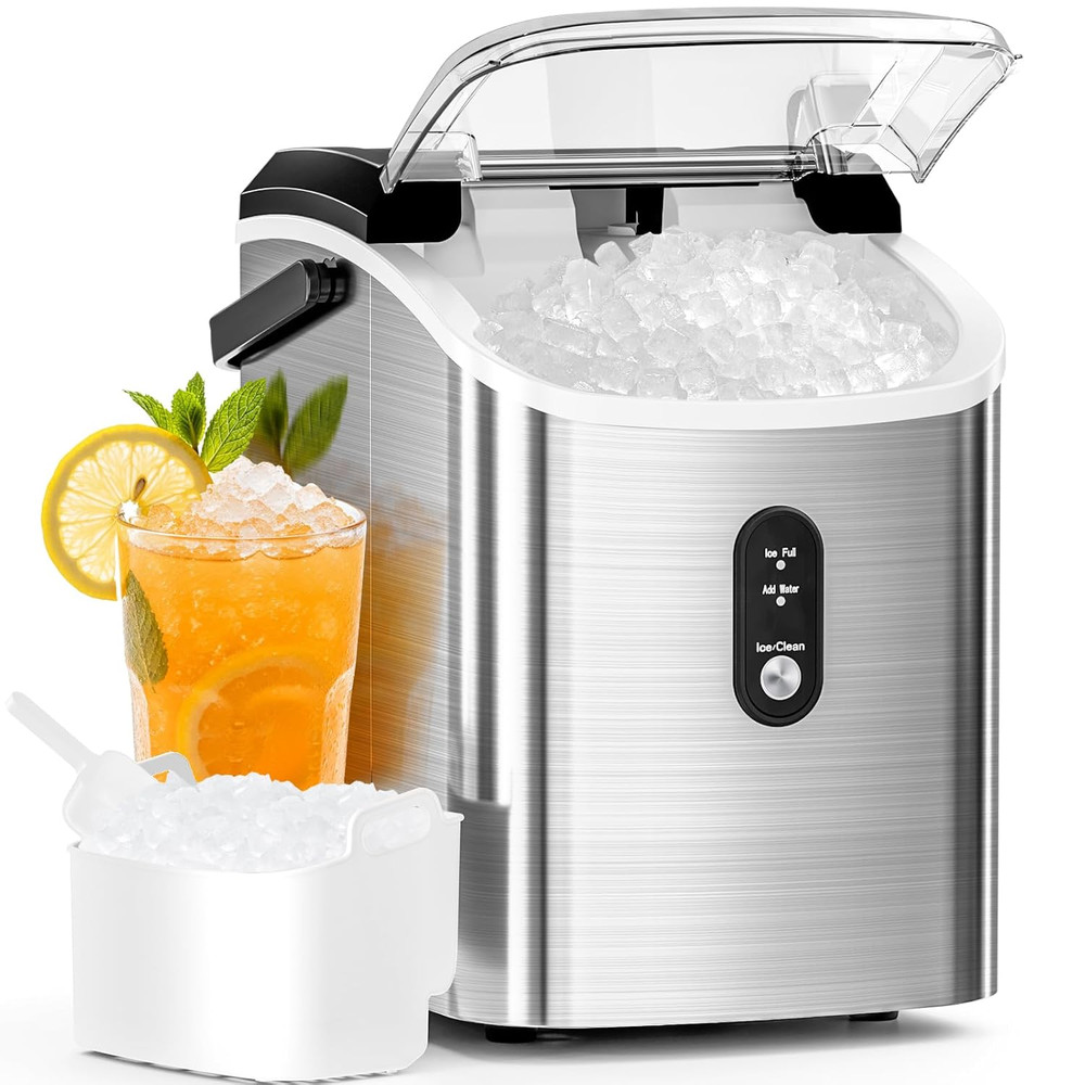 Nugget Ice Maker Countertop with Soft Chewable Ice, Portable Sonic Ice Maker wit