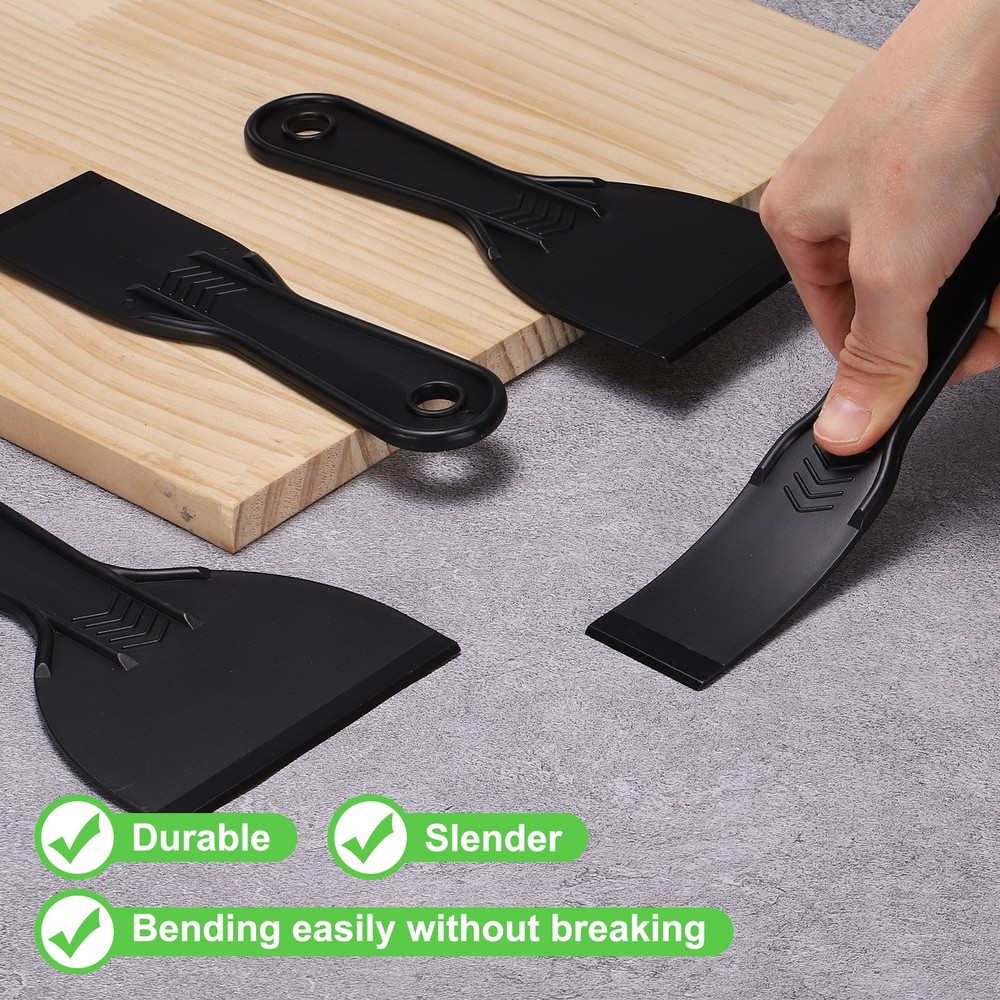 4pcs Putty Scraper 1.5" Plastic Flexible Putty Knives, Black