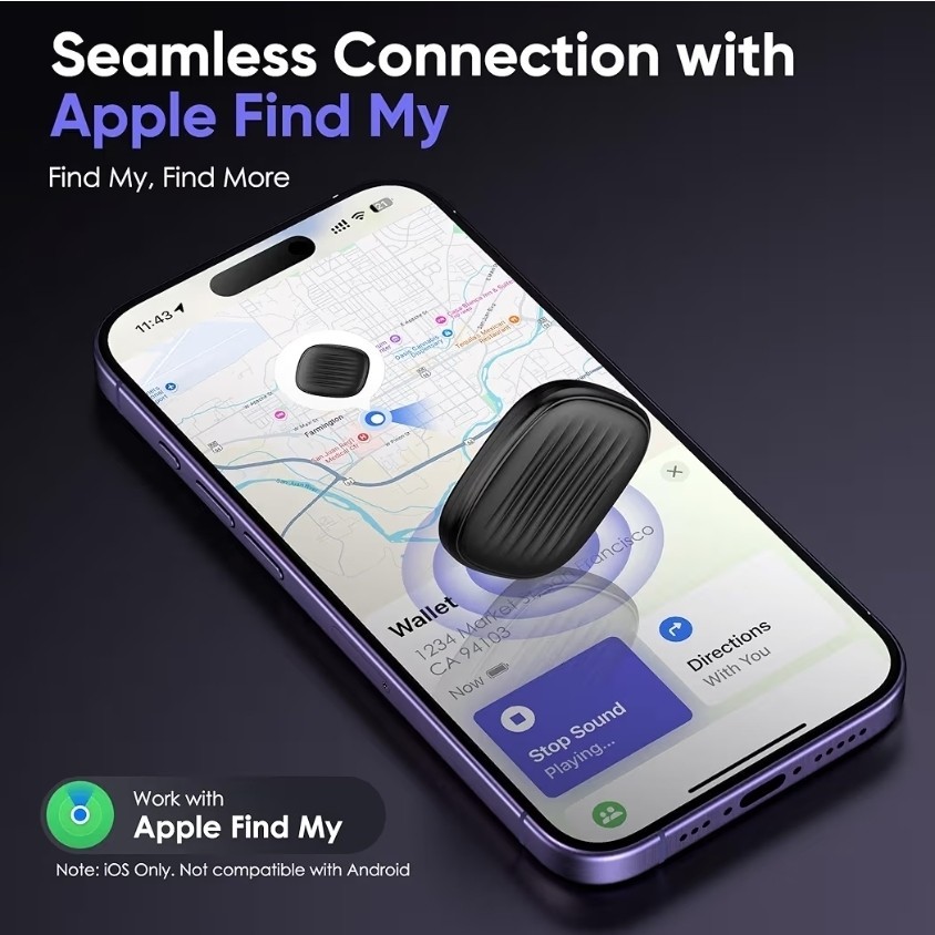 Air Tracker Tags-4 Pack: Bluetooth Tracker Work with Apple Find My iOS Only