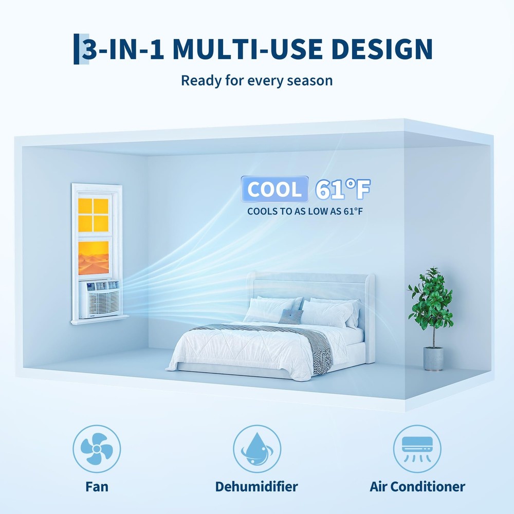 12000 BTUs Window Air Conditioner with Remote Control Fast Cooling for 550 Sq.Ft